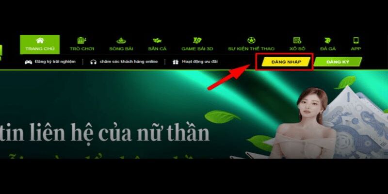 Nhấn vào ô Đăng Nhập 69VN  khi truy cập web